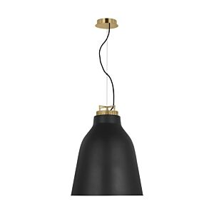 Forge Large Tall 1-Light Integrated LED Ceiling Pendant in Natural Brass