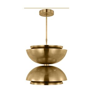 Shanti Large Double 2-Light Integrated LED Ceiling Pendant in Natural Brass