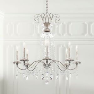 Helenia Eight Light Chandelier in Antique Silver by Schonbek