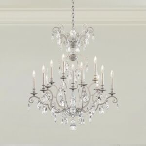 Renaissance Nouveau 12 Light Chandelier in Antique Silver by Schonbek