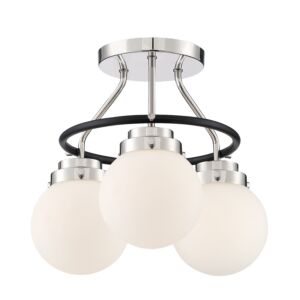 Elle 3-Light Semi-Flush Mount in Polished Nickel