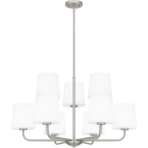 Gallagher Nine Light Chandelier in Brushed Nickel by Quoizel