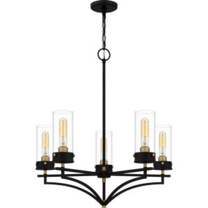 Hillside Five Light Chandelier in Matte Black by Quoizel