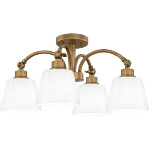 Quoizel SemiFlush Mount Four Light Semi Flush Mount in Weathered Brass by Quoizel