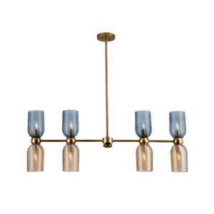 Azul Eight Light Island Pendant in Aged Gold by Kalco