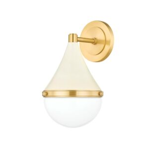 Ciara One Light Wall Sconce in Aged BrassSoft Cream by Mitzi