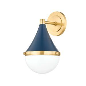 Ciara One Light Wall Sconce in Aged BrassSoft Navy by Mitzi