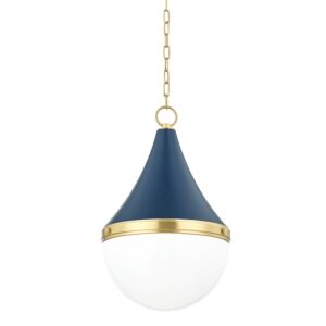 Ciara One Light Pendant in Aged BrassSoft Navy by Mitzi