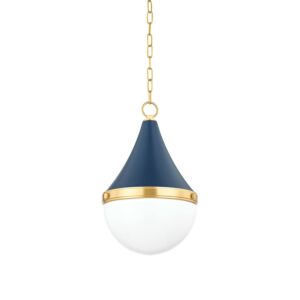 Ciara One Light Pendant in Aged BrassSoft Navy by Mitzi