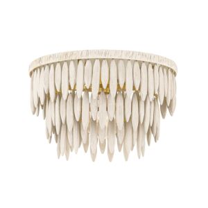 Tiffany One Light Semi Flush Mount in Aged BrassTextured Cream by Mitzi