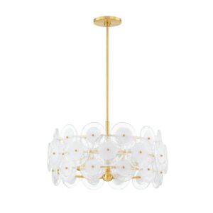 Zoella Five Light Chandelier in Aged Brass by Mitzi