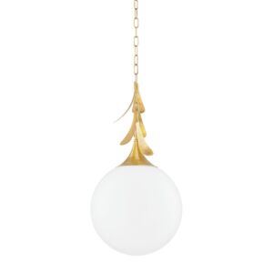 Victoria One Light Pendant in Vintage Gold Leaf by Mitzi