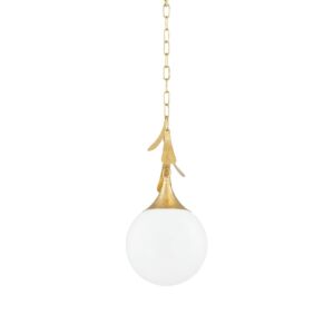 Victoria One Light Pendant in Vintage Gold Leaf by Mitzi