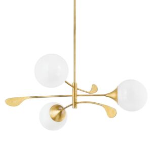 Victoria Three Light Chandelier in Vintage Gold Leaf by Mitzi