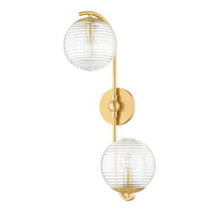 Sara Two Light Wall Sconce in Aged Brass by Mitzi