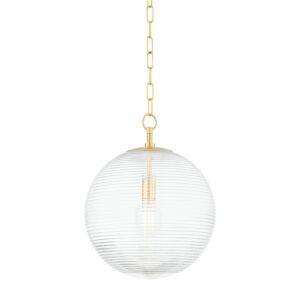 Sara One Light Pendant in Aged Brass by Mitzi