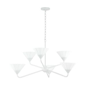 Kelsey Six Light Chandelier in Textured White by Mitzi