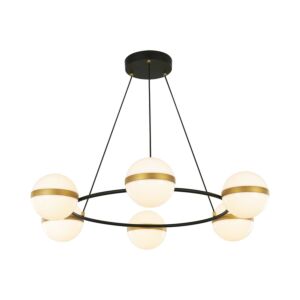 Tagliato LED Chandelier in Matte Black with Brushed Gold