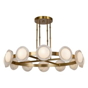 Alonso LED Chandelier in Vintage Brass with Alabaster