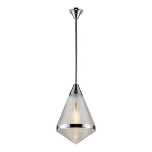 Willard 1-Light Pendant in Polished Nickel with Prismatic Glass