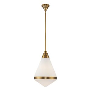 Willard 1-Light Pendant in Vintage Brass with Opal Matte Glass