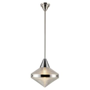 Willard 1-Light Pendant in Polished Nickel with Prismatic Glass