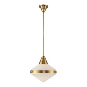 Willard One Light Pendant in Vintage Brass Opal Matte Glass by Alora