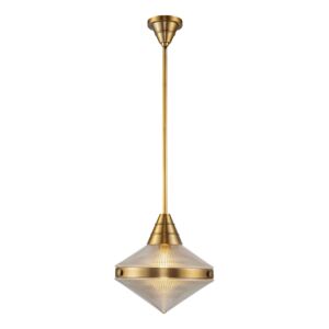 Willard 1-Light Pendant in Vintage Brass with Prismatic Glass