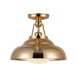 Palmetto One Light Semi Flush Mount in Polished Brass Glossy Opal by Alora