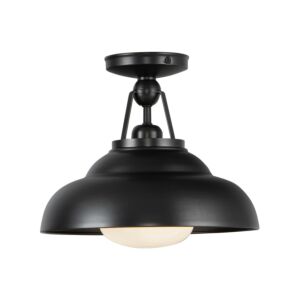 Palmetto 1-Light Semi-Flush Mount in Urban Bronze with Glossy Opal