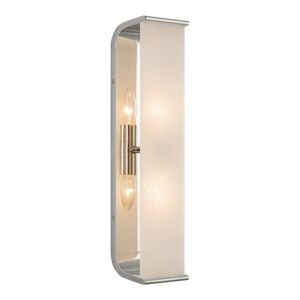 Abbott 2-Light Bathroom Vanity Light in Polished Nickel with Alabaster