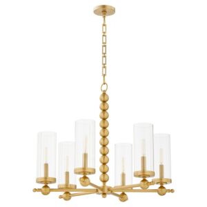 Lee Boulevard 6-Light Chandelier in Aged Brass