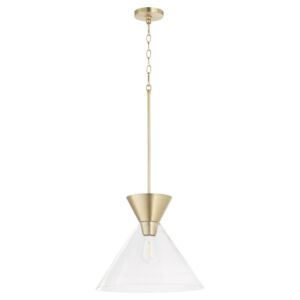 Beldar 1-Light Pendant in Aged Brass w with Clear Glass