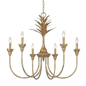 Lillianne HG Six Light Chandelier in Heirloom Gold by Golden