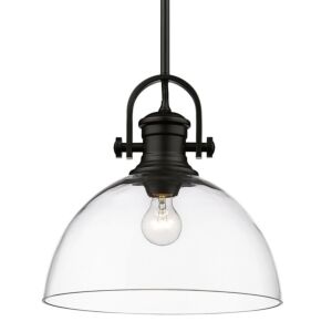 Hines One Light Pendant in Matte Black by Golden