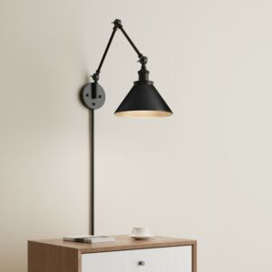 Edward 1-Light Swing Arm Wall Sconce in Matte Black