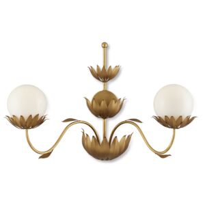 Mirasole  Wall Sconce in Contemporary Gold Leaf Gold White by Currey and Company