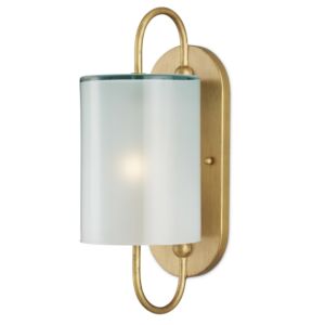 Glacier  Wall Sconce in Brass Frosted White by Currey and Company