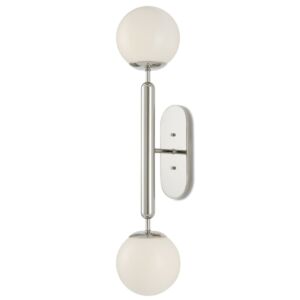 Barbican  Wall Sconce in Polished Nickel White by Currey and Company