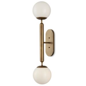 Barbican  Wall Sconce in Antique Brass White by Currey and Company