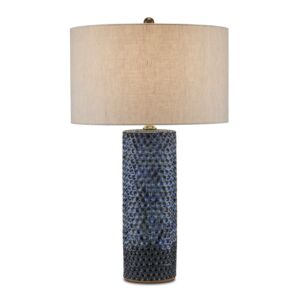 Polka Dot  Table Lamp in Reactive Blue Polished Brass by Currey and Company