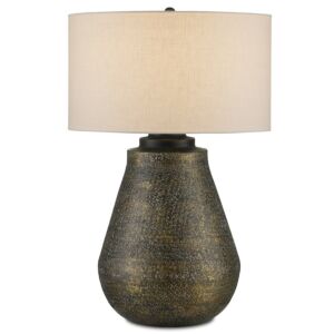 Brigadier  Table Lamp in Antique Brass Black Whitewash by Currey and Company