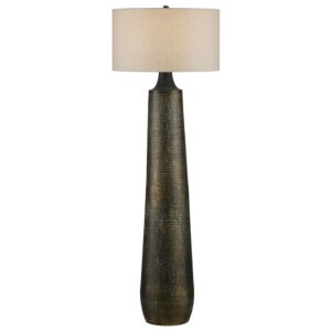 Brigadier  Floor Lamp in Antique Brass Black Whitewash by Currey and Company