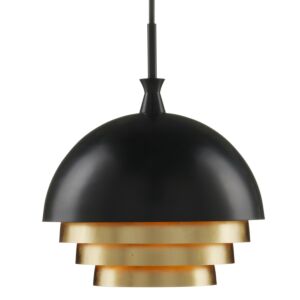 Salviati  Pendant in Black Gold Leaf by Currey and Company