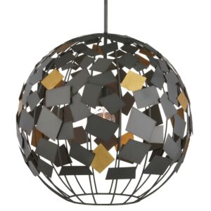 Hiroshi Koshitaka  Chandelier in Hiroshi Gray Contemporary Gold Leaf by Currey and Company