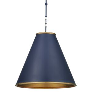 Pierrepont  Pendant in Hiroshi Dark Blue Contemporary Gold Leaf Gold by Currey and Company