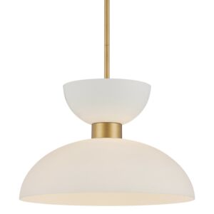 Zevio  Pendant in Antique Brass White Opaque by Currey and Company