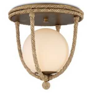 Passageway  Flush Mount in Natural Dorado Gold Frosted White by Currey and Company