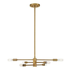 Lyrique Six Light Chandelier in Warm Brass by Savoy House