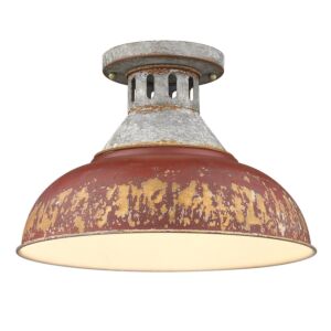 Kinsley One Light Semi Flush Mount in Aged Galvanized Steel by Golden